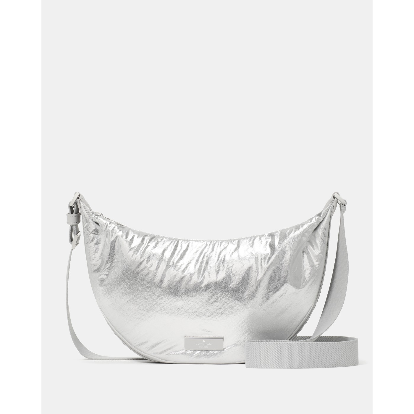 Kate Spade Carter Metallic Fabric Sling Bag in Silver - Preorder