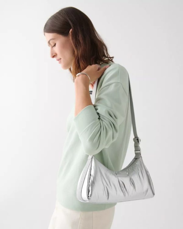 Kate Spade Carter Metallic Fabric Small Shoulder Bag Silver - Preorder