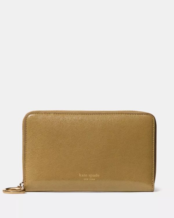 Kate Spade Halo Glazed Zip Around Wallet Dried Thyme - Preorder