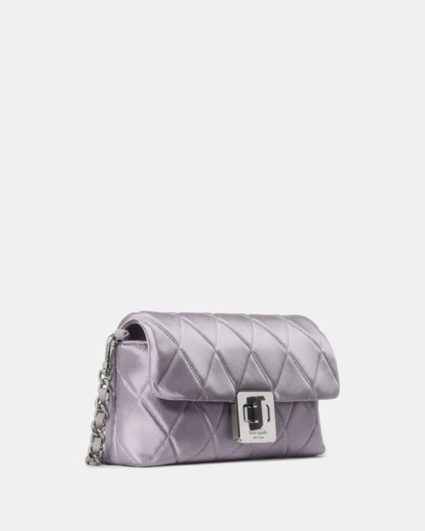 Kate Spade Carey Quilted Satin Mini Crossbody Gravel Grey - Preorder
