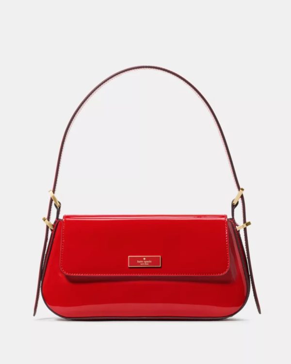 Kate Spade Bridget Shiny Leather Small Flap Shoulder Ks Bright Red - Preorder