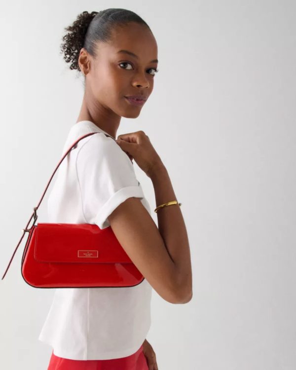 Kate Spade Bridget Shiny Leather Small Flap Shoulder Ks Bright Red - Preorder