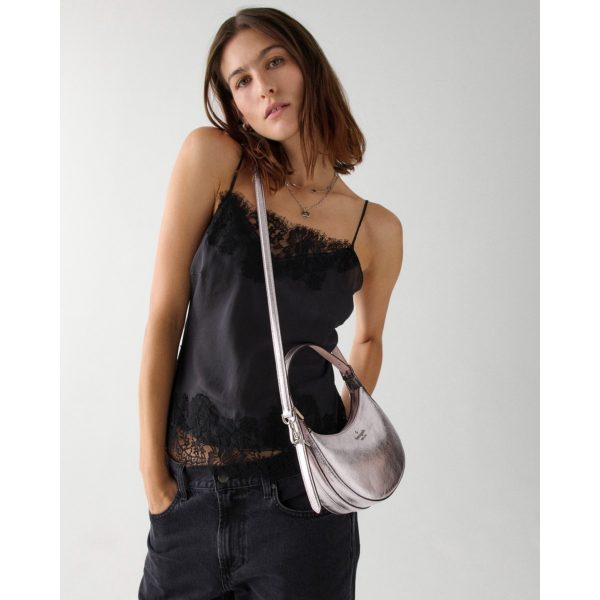 Kate Spade Nova Crinkle Metallic Small Crescent Shoulder Bag Lilac Moonlight - 3