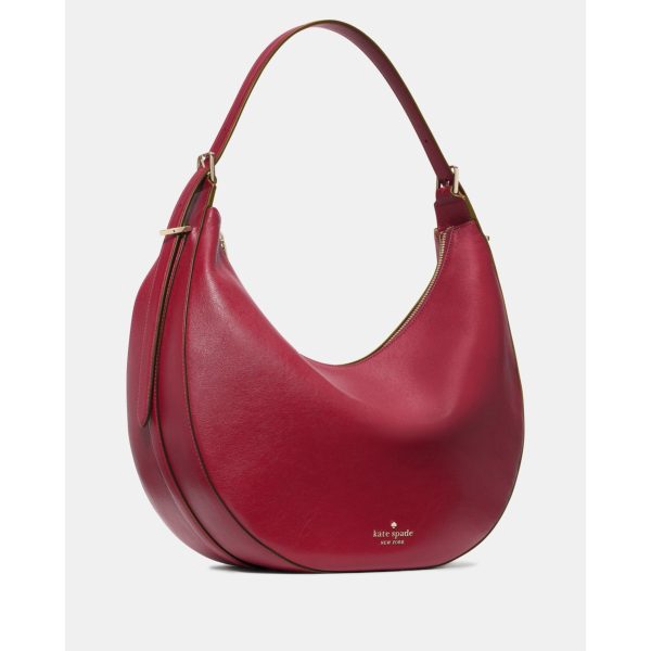 Kate Spade Nova Smooth Leather Large Crescent Shoulder Bag Red Jam - Ready Stock Malaysia