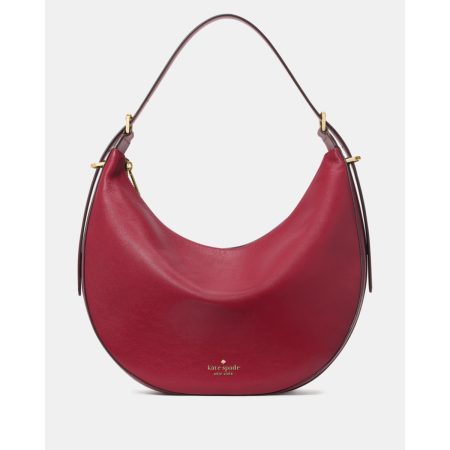 Kate Spade Nova Smooth Leather Large Crescent Shoulder Bag Red Jam - Ready Stock Malaysia