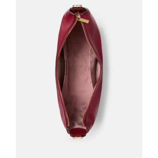 Kate Spade Nova Smooth Leather Large Crescent Shoulder Bag Red Jam - Ready Stock Malaysia