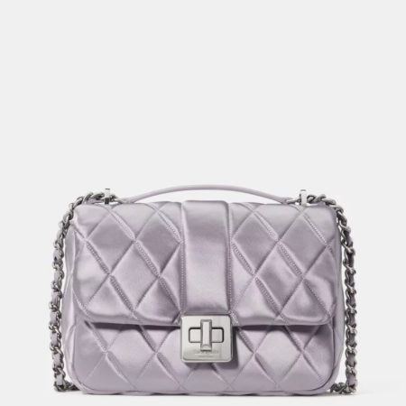 Kate Spade Carey Quilted Satin Small Flap Crossbody Gravel Grey - Preorder