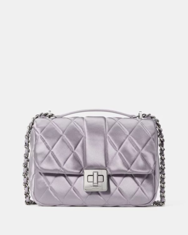 Kate Spade Carey Quilted Satin Small Flap Crossbody Gravel Grey - Preorder