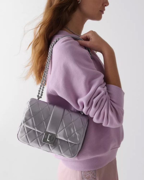 Kate Spade Carey Quilted Satin Small Flap Crossbody Gravel Grey - Preorder
