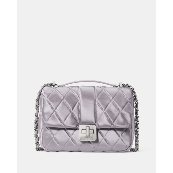 Kate Spade Carey Quilted Satin Small Flap Crossbody in Gravel Grey - Preorder