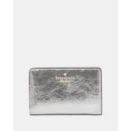 Kate Spade Madison Metallic Medium Bifold Wallet in Silver - Preorder