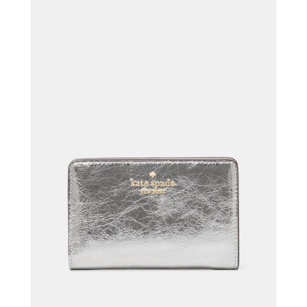 Kate Spade Madison Metallic Medium Bifold Wallet in Silver - Preorder