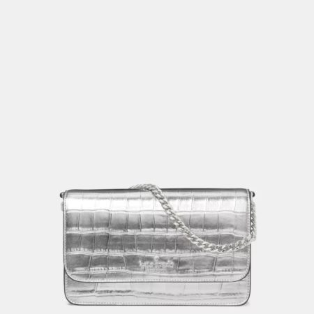 Kate Spade Madison Croc Embossed Willow Mini Flap Crossbody Silver - Preorder