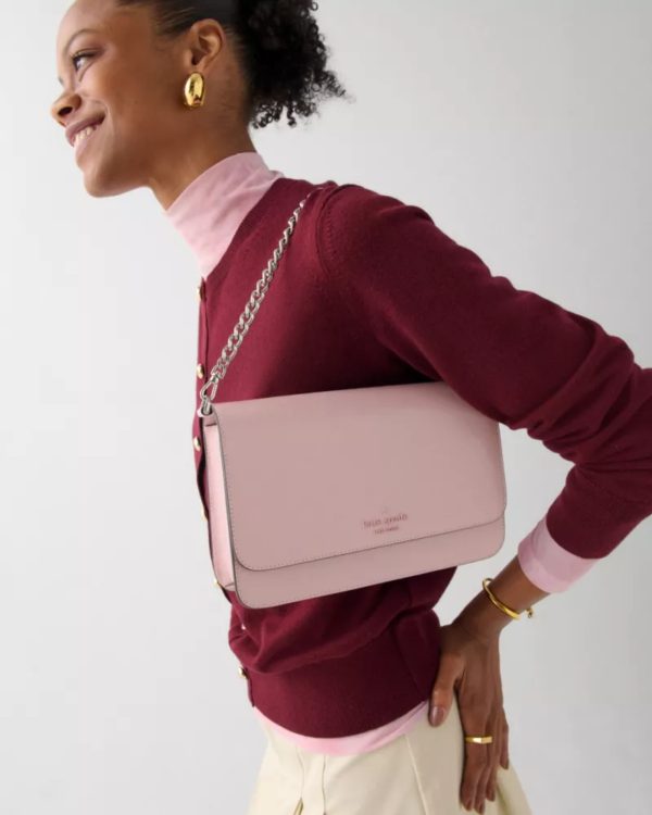 Kate Spade Madison Textured Patent Leather Willow Medium Convertible Crossbody Tutu Pink - Preorder