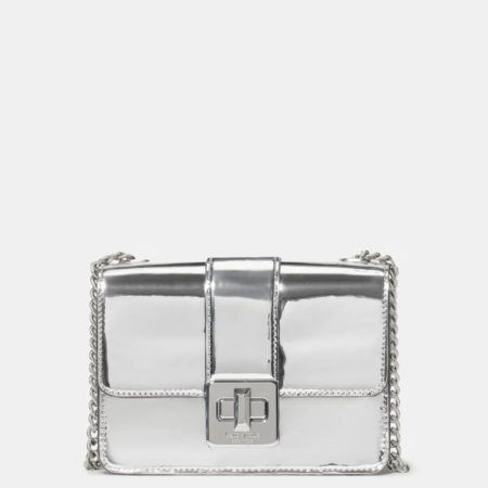 Kate Spade Phoebe Mirror Metallic Turnlock Mini Flap Crossbody Silver - Preorder