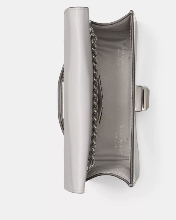 Kate Spade Phoebe Mirror Metallic Turnlock Mini Flap Crossbody Silver - Preorder