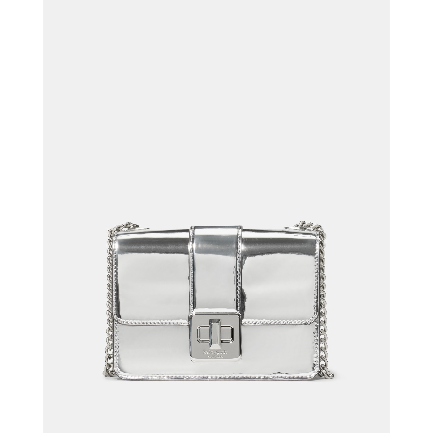 Kate Spade Phoebe Mirror Metallic Turnlock Mini Flap Crossbody in Silver - Preorder