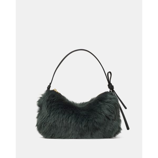 Kate Spade Loop Shearling Shoulder Bag in Deep Evergreen - Preorder