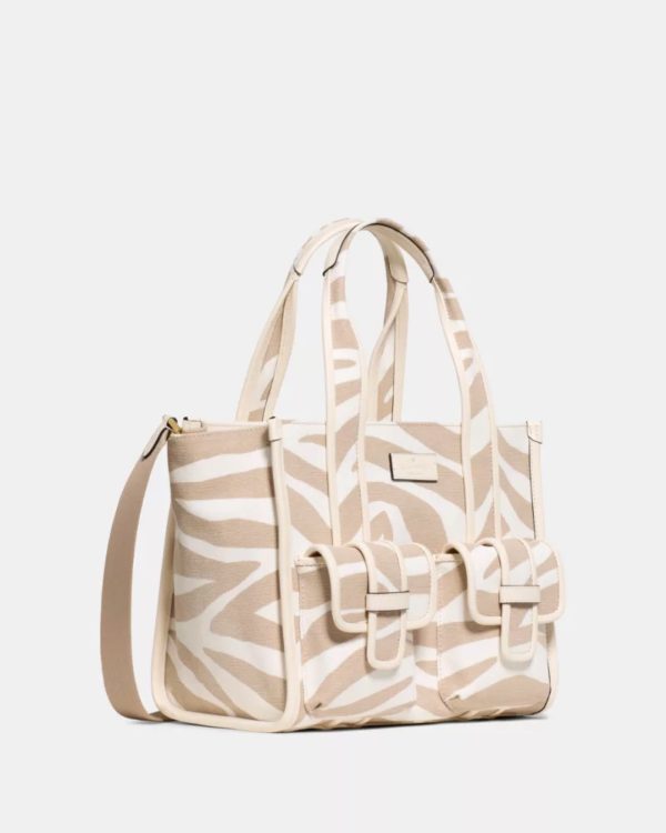 Kate Spade Kip Zebra Cargo Small Tote Bag Light Fawn Multi - Preorder