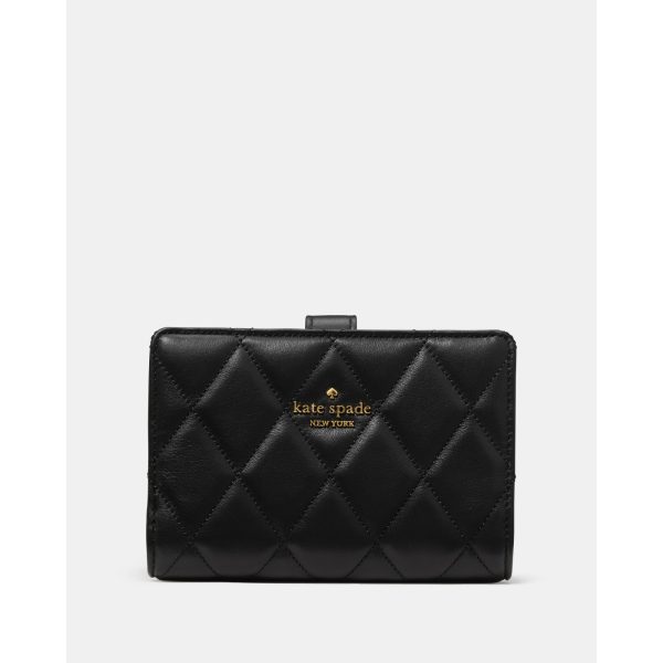 Kate Spade Quilted Medium Bifold Wallet in Black (KN755BLK) - Preorder