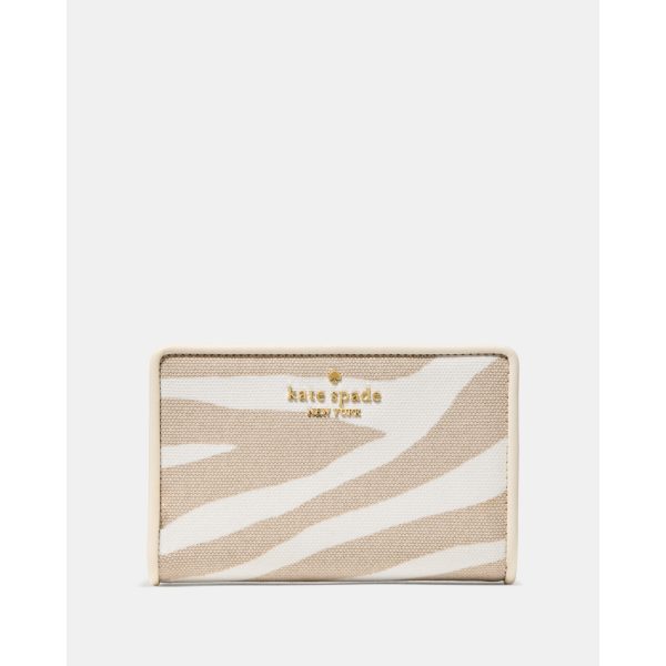 Kate Spade Zebra Medium Bifold Wallet in Dark Beige Moon Dust - Preorder