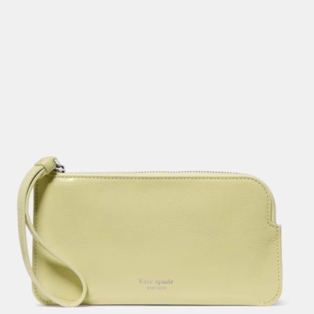 Kate Spade Zippy Crinkle Patent Wristlet Pale Citron - Preorder