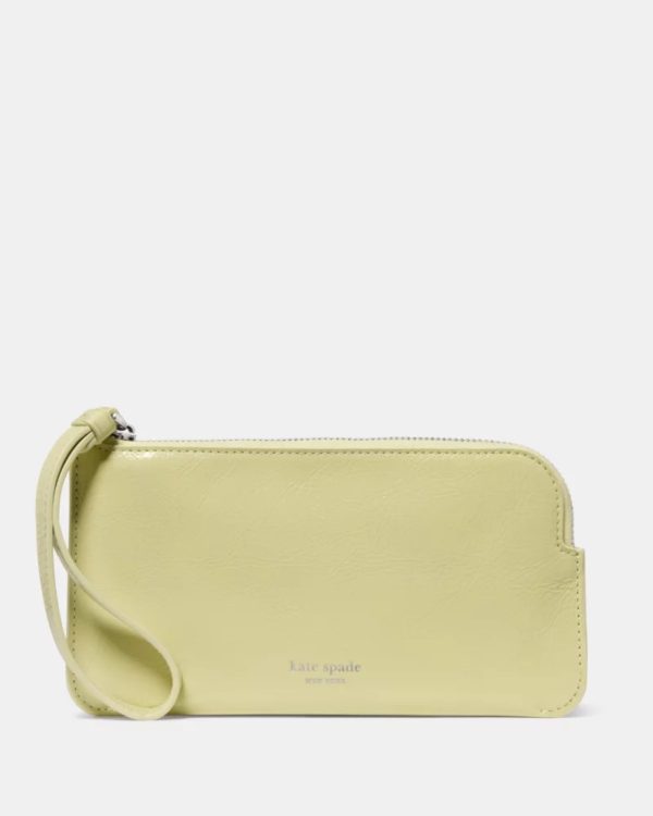 Kate Spade Zippy Crinkle Patent Wristlet Pale Citron - Preorder