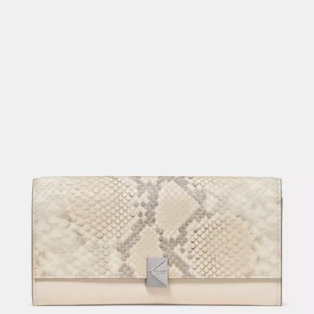 Kate Spade Deco Snake Embossed Large Flap Wallet Neutral Multi - Preorder
