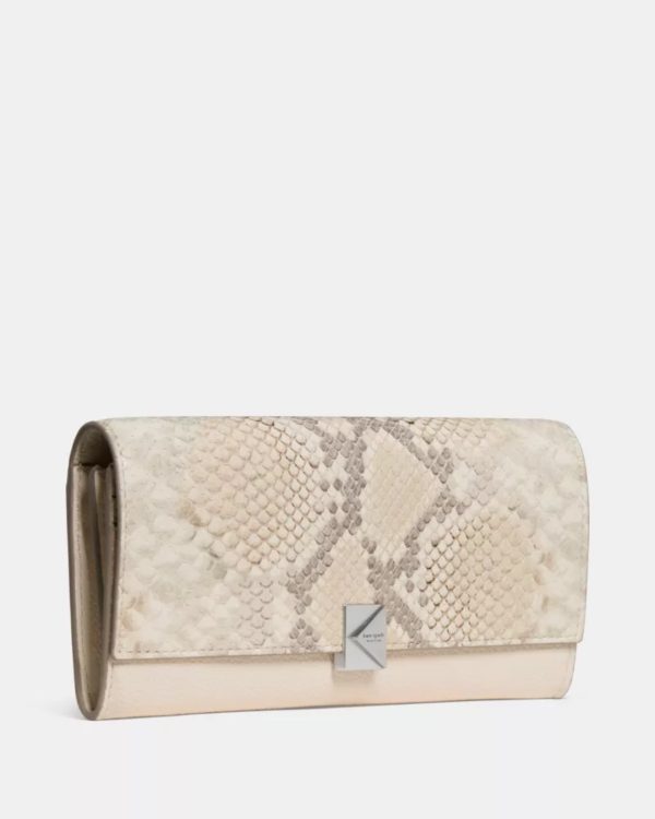 Kate Spade Deco Snake Embossed Large Flap Wallet Neutral Multi - Preorder