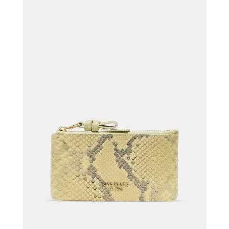 Kate Spade Loop Snake Embossed Zip Card Case in Pale Citron - Preorder