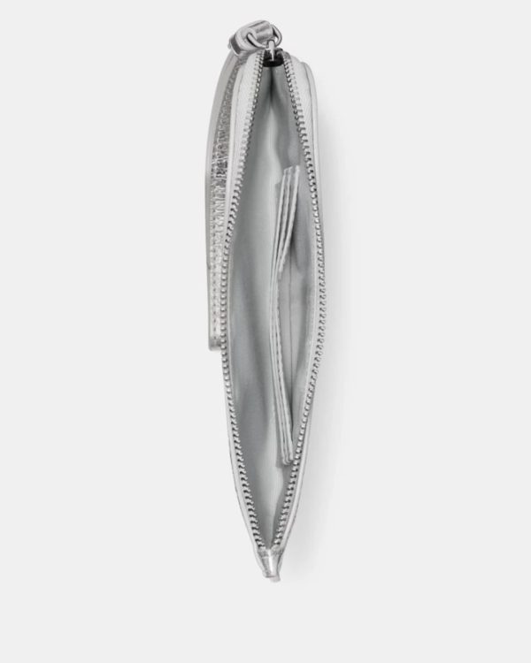 Kate Spade Zippy Crinkle Metallic Wristlet Silver - Preorder