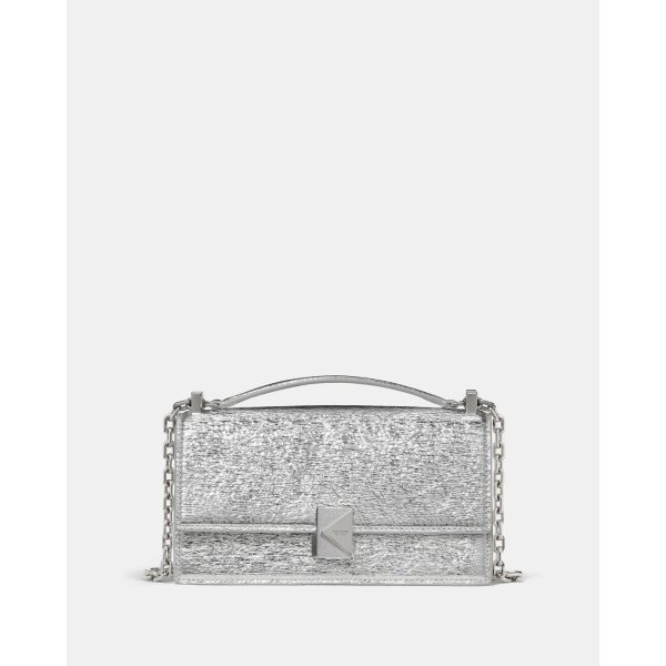 Kate Spade Deco Crinkle Metallic Mini Crossbody Bag in Silver - Preorder