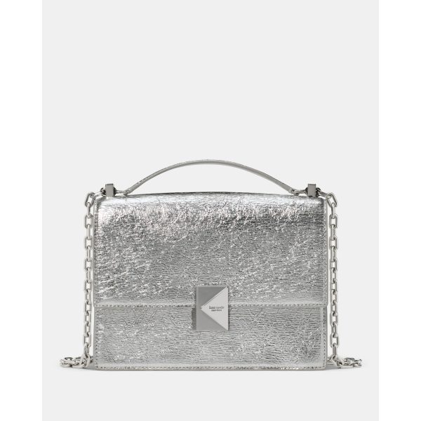 Kate Spade Deco Crinkle Metallic Chain Shoulder Bag in Silver - Preorder