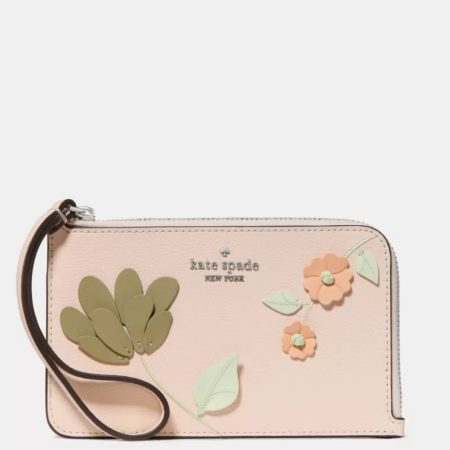Kate Spade Lucy Floral Small Card Holder Wristlet Fresh Peach Multi - Preorder
