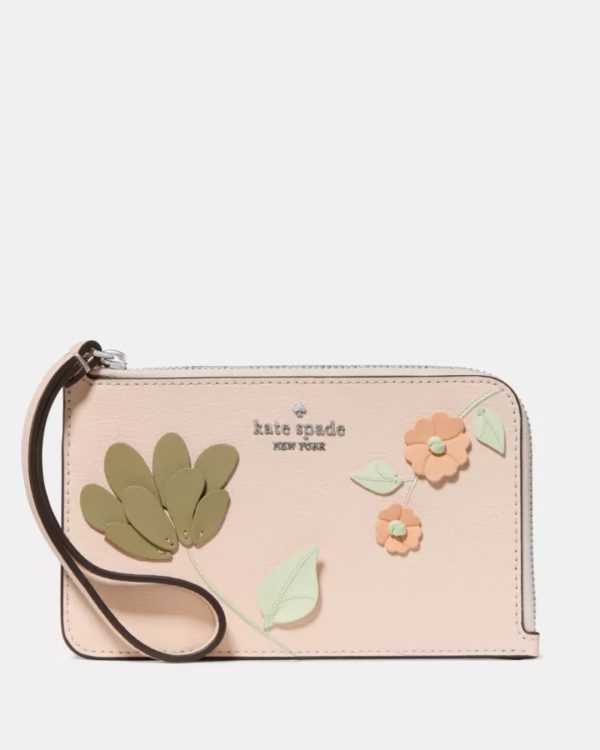 Kate Spade Lucy Floral Small Card Holder Wristlet Fresh Peach Multi - Preorder