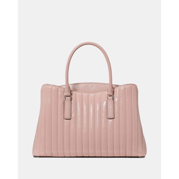 Kate Spade Thompson Street Shiny Quilted Satchel Bag in Powdered Sugar Multi - Preorder