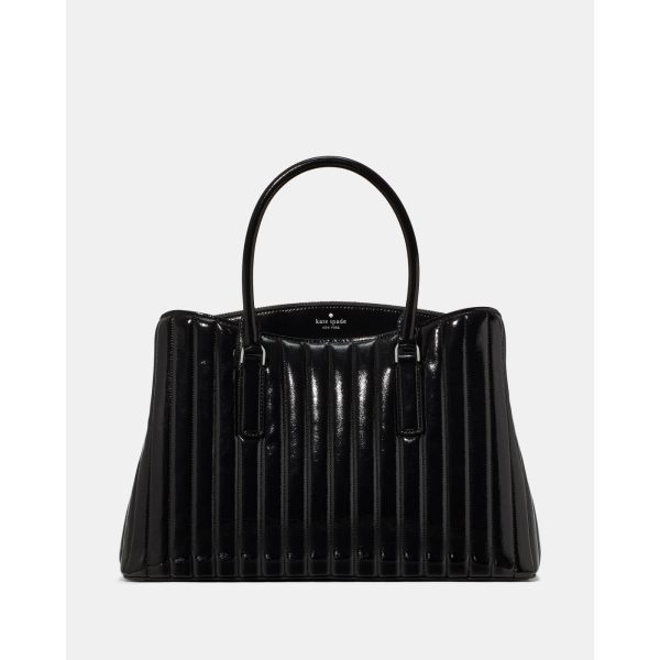 Kate Spade Thompson Street Shiny Quilted Satchel Bag in Black - Preorder