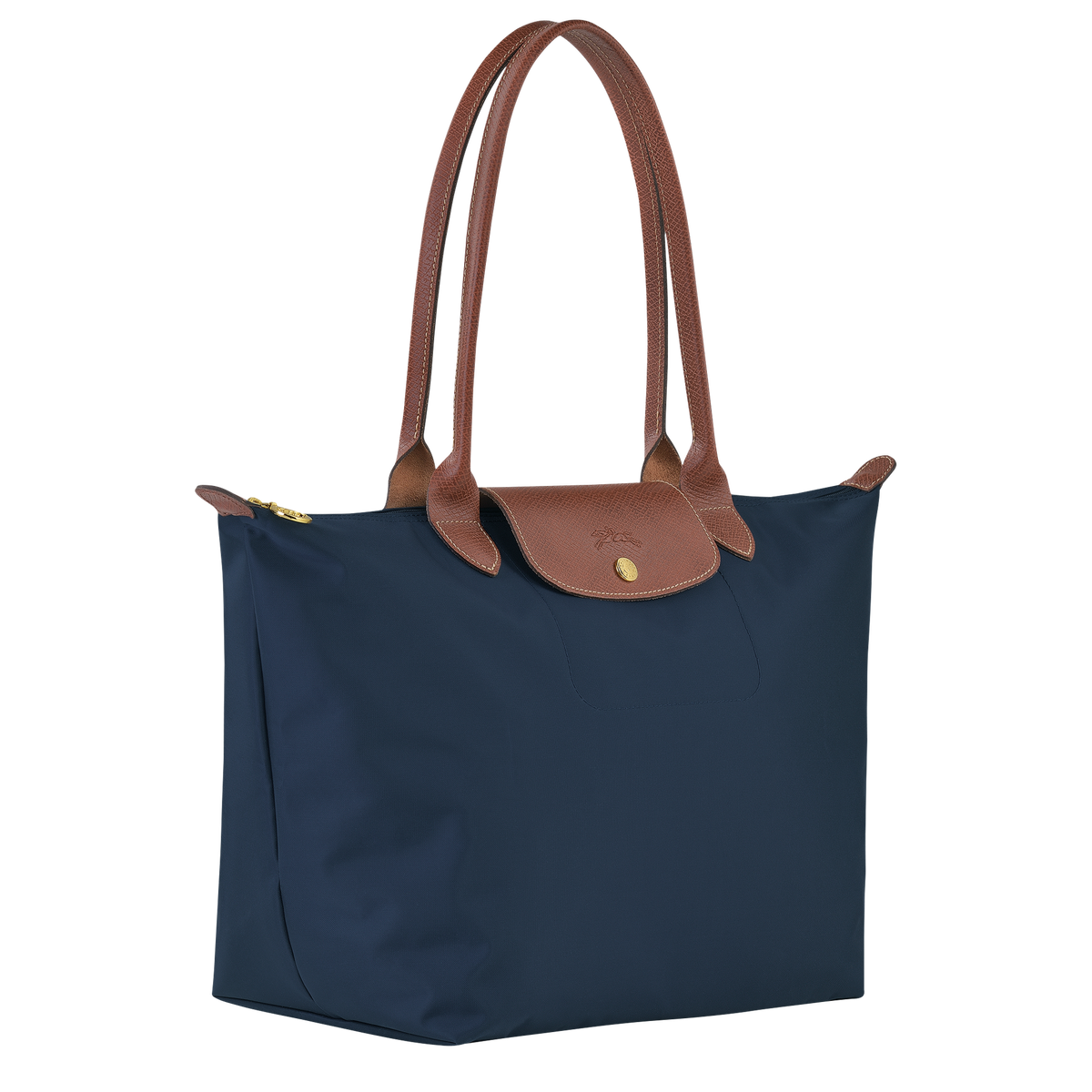 Longchamp Le Pliage Original L Tote recycled polyamide canvas navy leather trim
