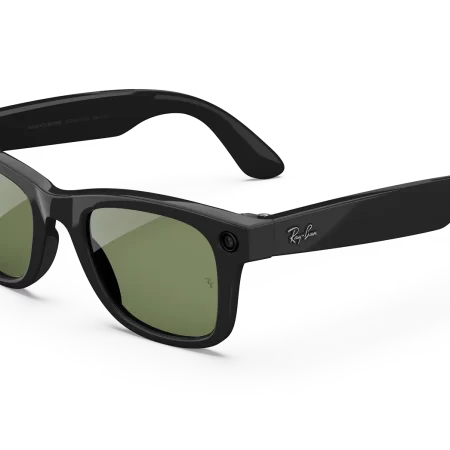 Ray-Ban Meta Wayfarer (Gen 1), Shiny Black / G15 Green, Large