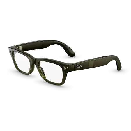 Ray-Ban Meta Blayzer Optics (Gen 2), Large Shiny Transparent Dark Olive, Clear Lenses