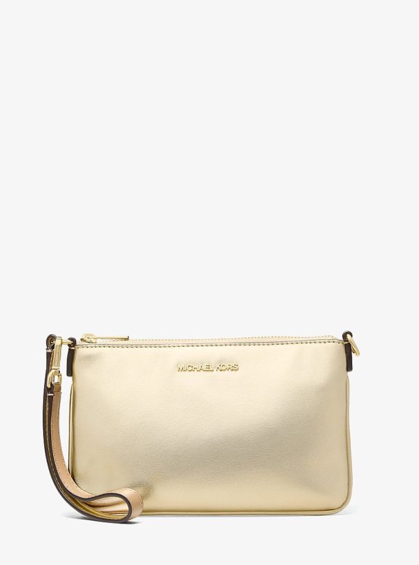 Michael Kors Jet Set small metallic convertible wristlet in Pale Gold