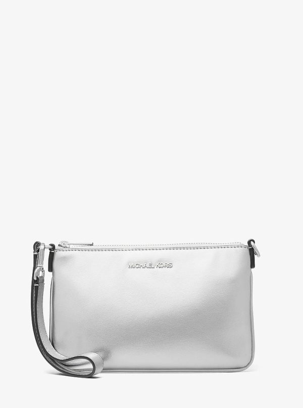 Michael Kors Jet Set small metallic convertible wristlet in Silver