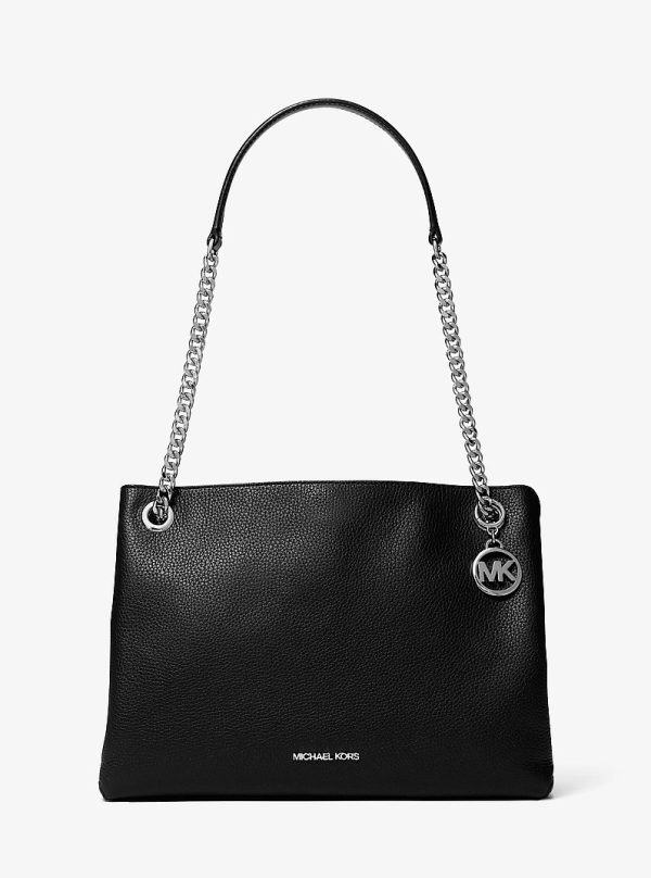 Michael Kors Christina medium pebbled leather messenger bag in Black