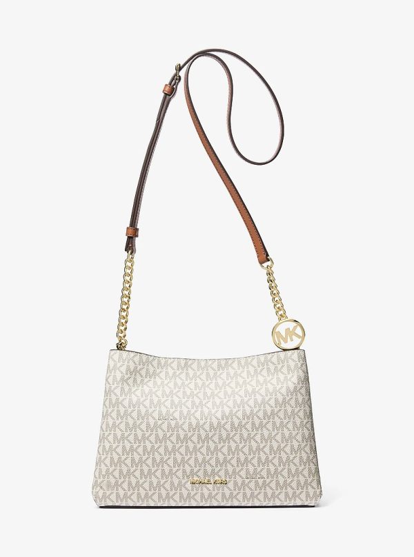 Michael Kors Christina small Signature logo crossbody bag in Vanilla