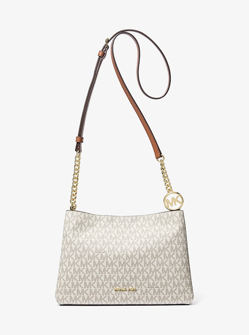 Michael Kors Christina small Signature logo crossbody bag in Vanilla