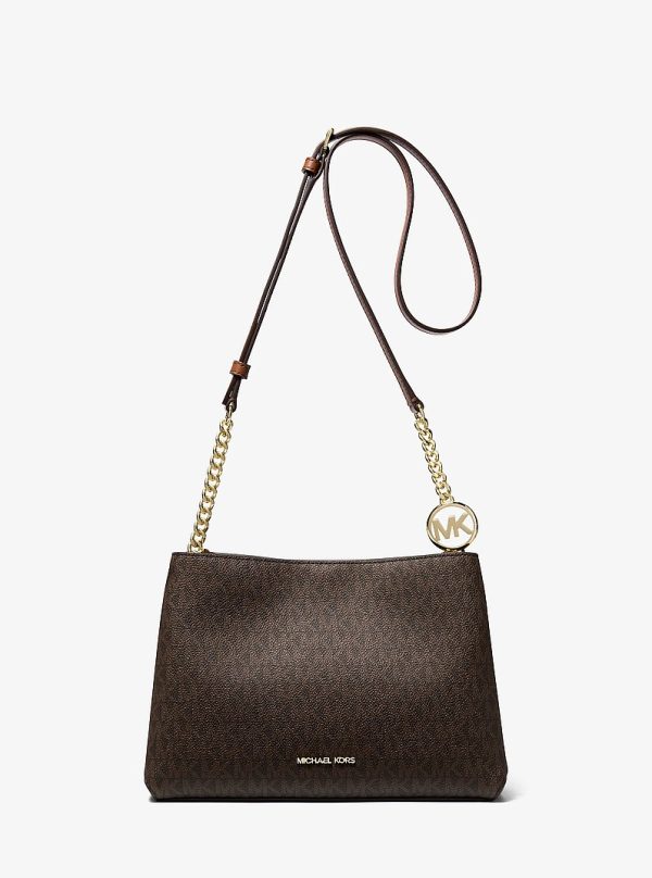 Michael Kors Christina small Signature logo crossbody bag in Brown