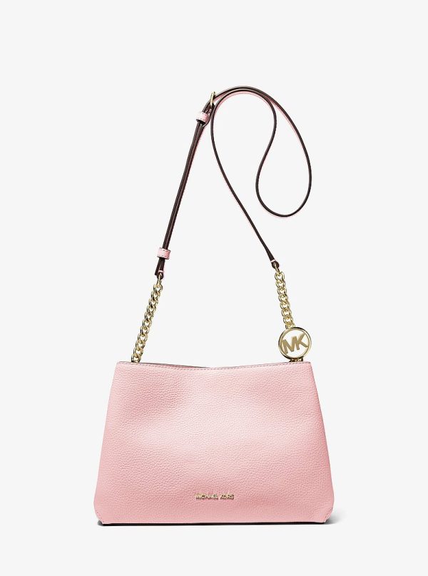 Michael Kors Christina small pebbled leather crossbody bag in Powder Blush