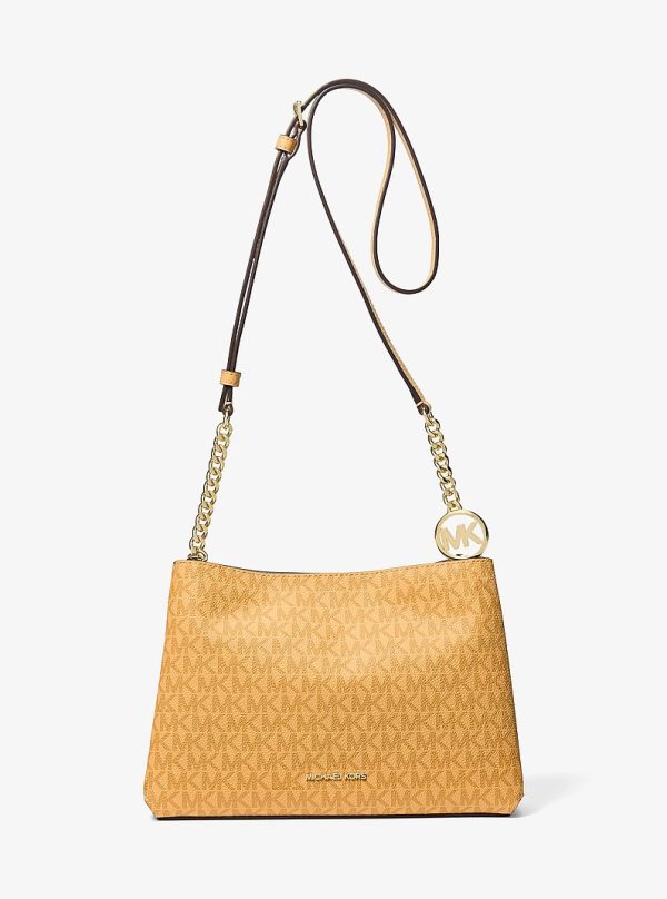 Michael Kors Christina small Signature logo crossbody bag in Honey Wheat
