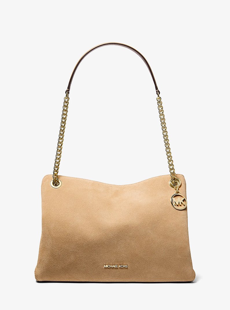 Michael Kors Christina medium suede messenger bag in Camel