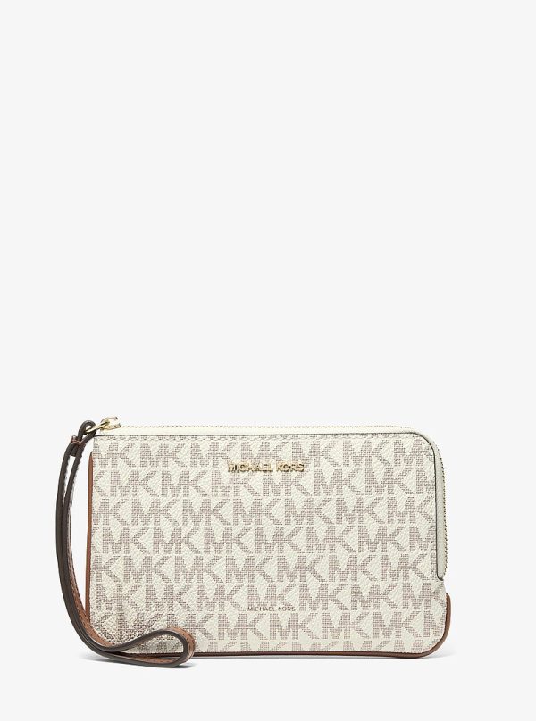 Michael Kors Jet Set Travel Small Signature Logo Wristlet in Vanilla